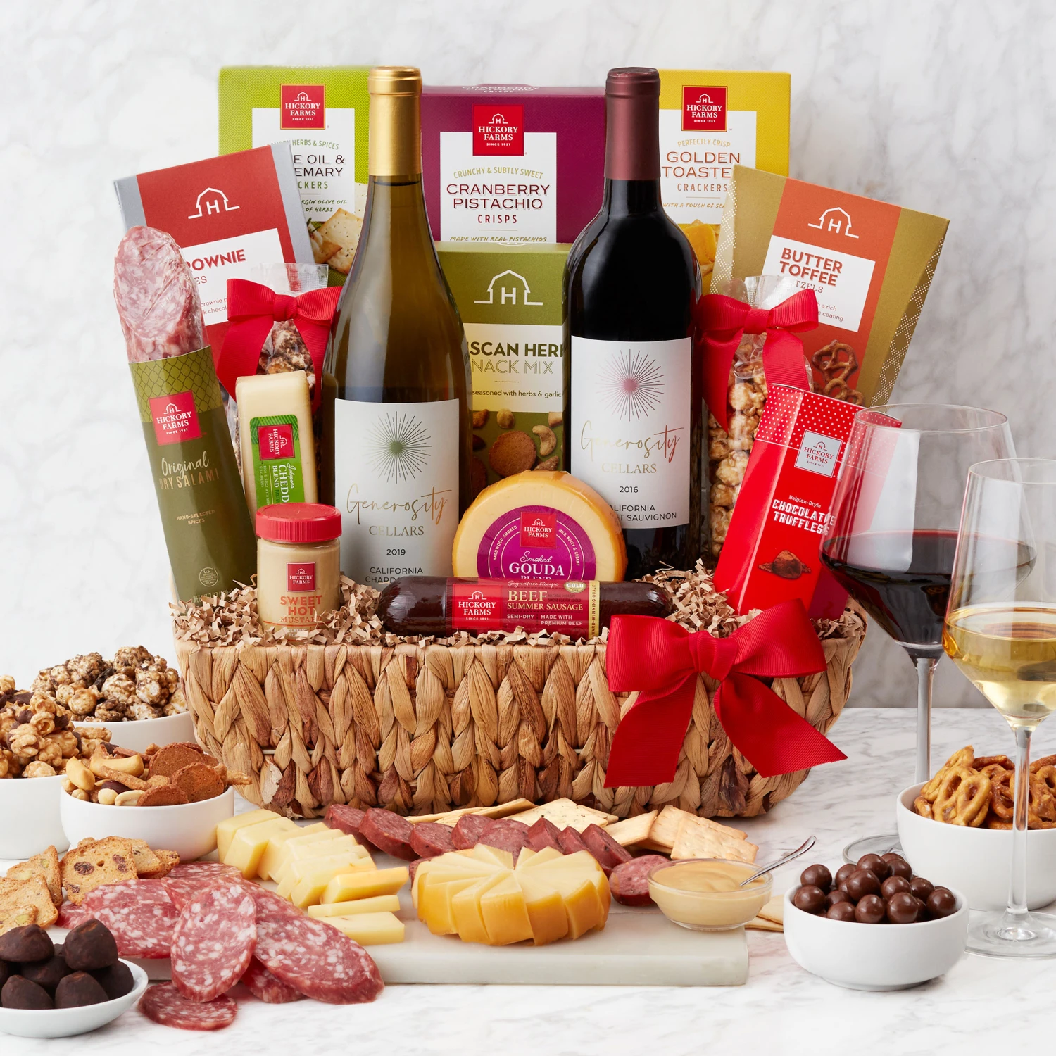 Deluxe Sip & Snack Wine Gift Basket 3 Deluxe Sip & Snack Wine Gift Basket